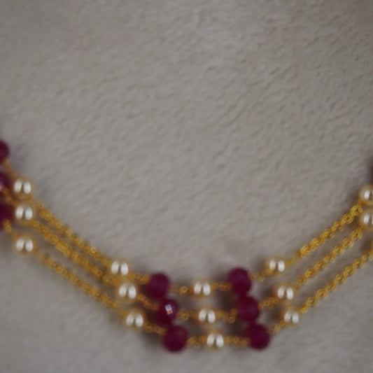 HK0328 Pink CZs Pumpkin Beads Beautiful Necklace