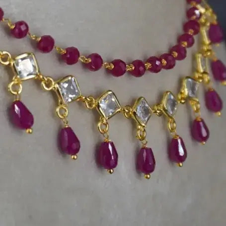 Ruby And Polki CZ Necklace Hk0400