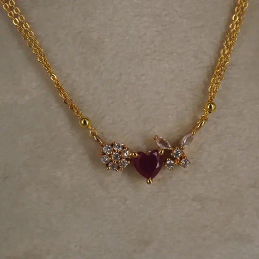 Red Heart Two Line Chain Hk0419