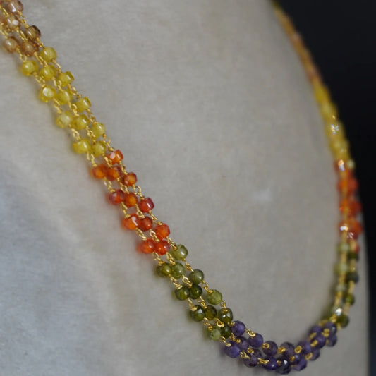 3Line Multi Color CZ Beads Chain HK0392