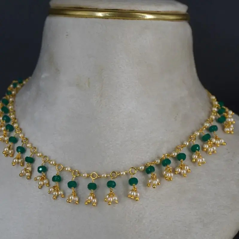 Emarald Pearl Necklace HK0395 Green
