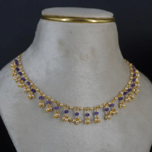 Purple Honex and Pearl Necklace Hk0395