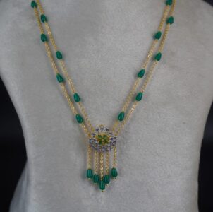 Emarald & CZ Pendent Combination HK0441