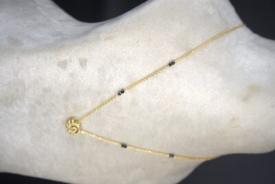 Beautiful Chakri CZ Pendent with Black Beads HK0446