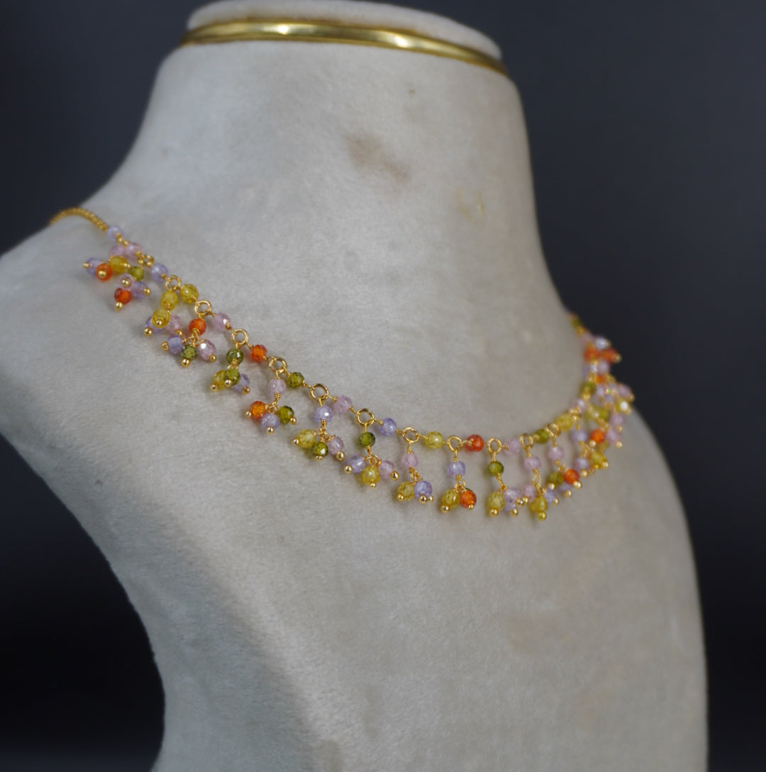 Multi colour cz beads necklace HK0460