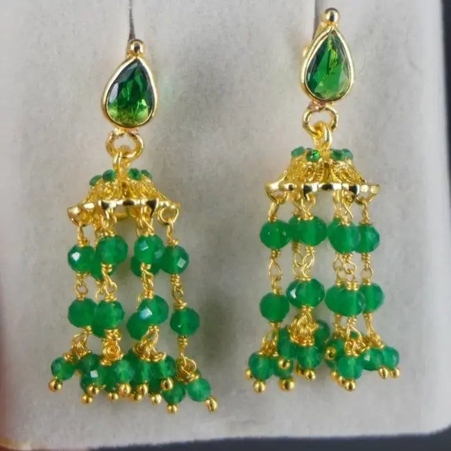 Polki Stud Green CZ Jhumkas ER020