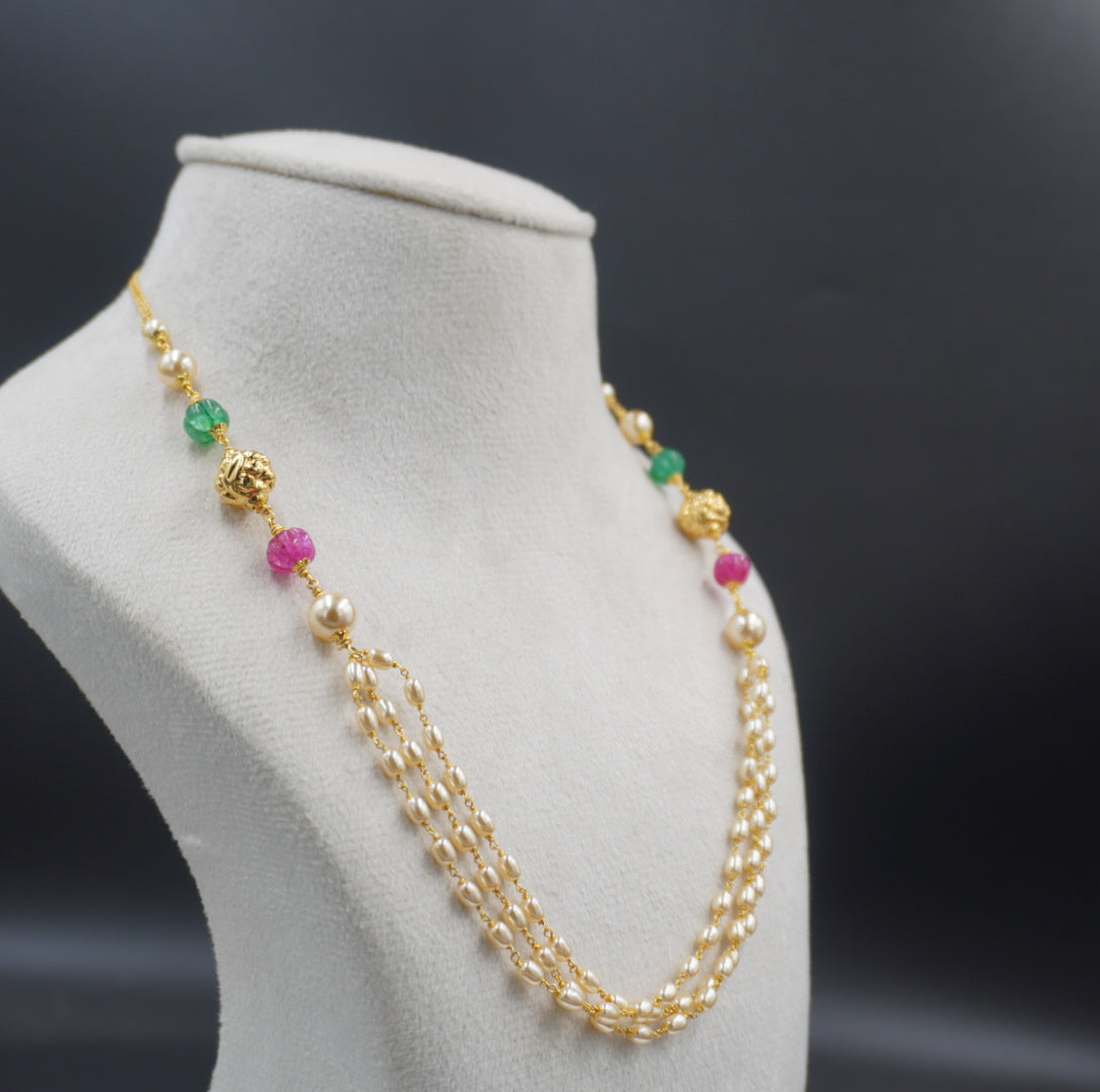 HK0507 3 STEPS PEARL NECKLACE
