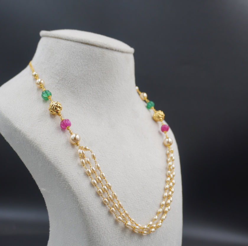 HK0507 3 STEPS PEARL NECKLACE