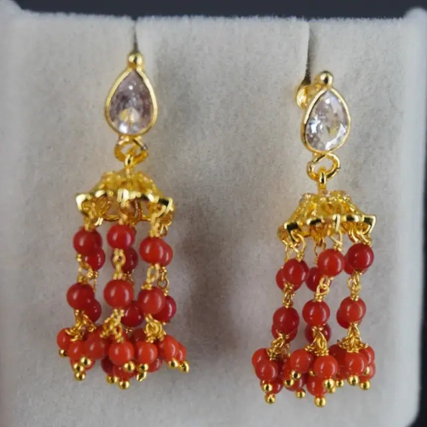 Polki Stud Coral Jhumkas ER020