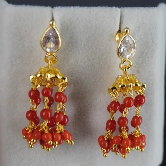 Polki Stud Coral Jhumkas ER020