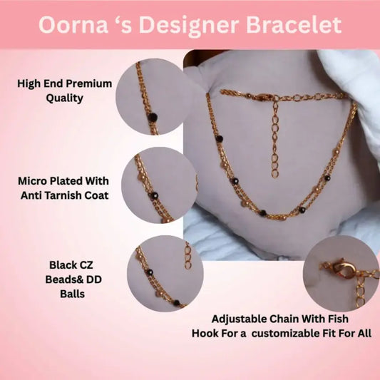 TWO LINE BRACELET Black Beads  BT011