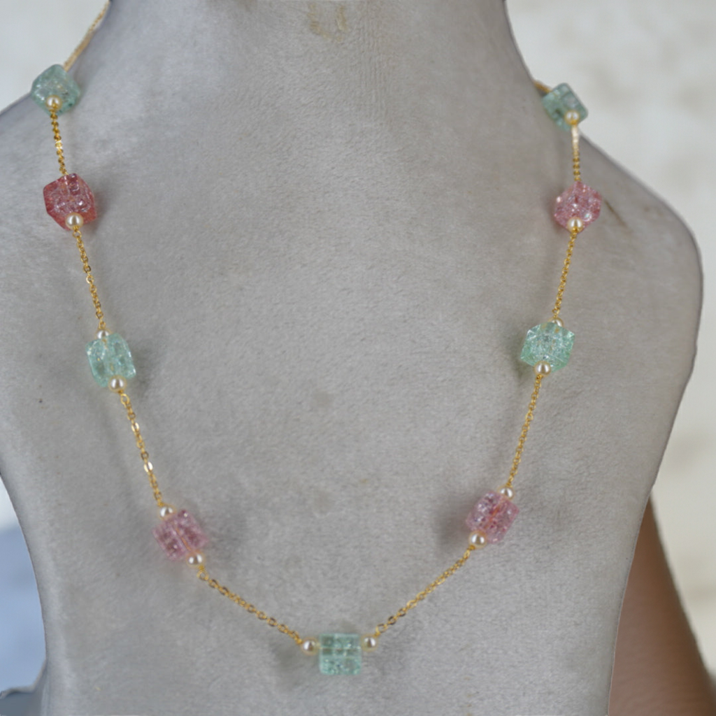 HK0463 pastel colour crystal beads chain