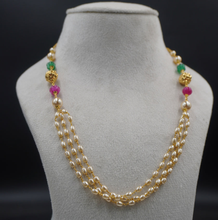 HK0507 3 STEPS PEARL NECKLACE