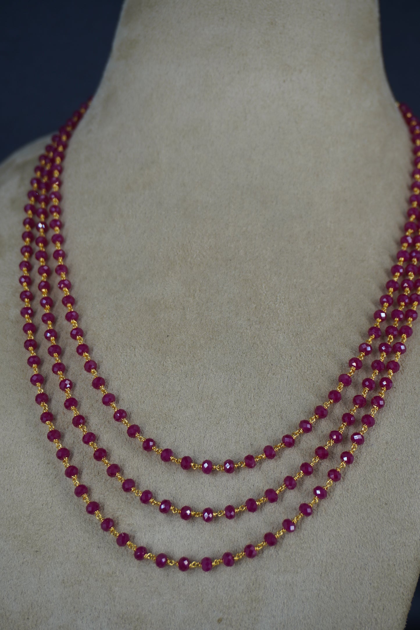 SLV007 Chetan Ruby 3 steps chain 24 inch length