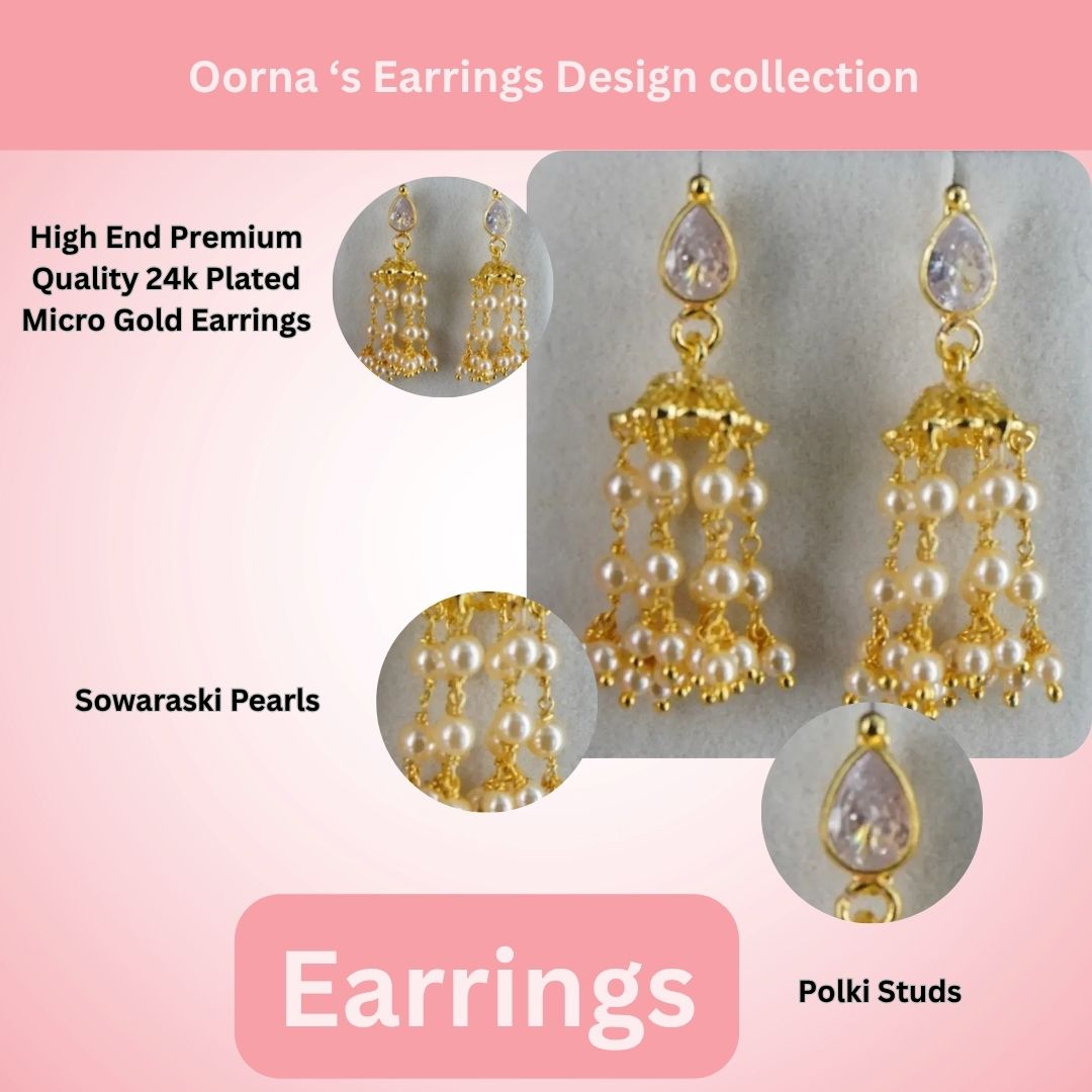 Polki Stud Pearl Jhumkas ER020