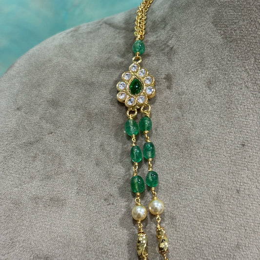 Russian emerald and gold twisted beads