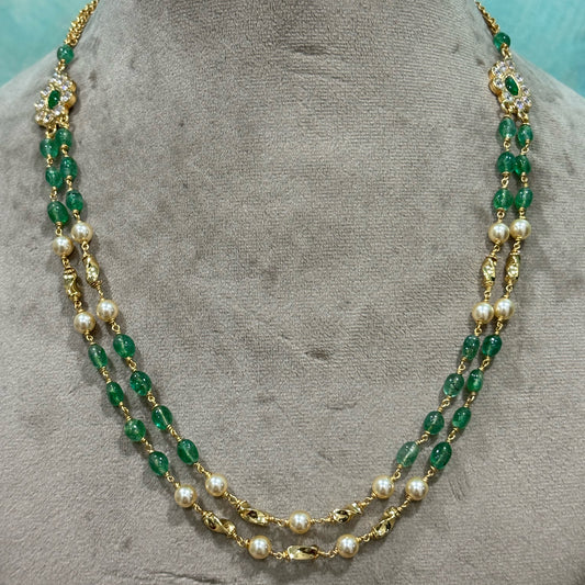 Russian emerald and gold twisted beads