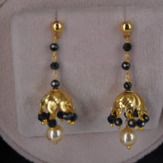 Black Beads Earrings HK010 Black