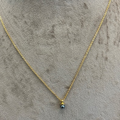 HK0105 Plain Chain Black CZ Drop