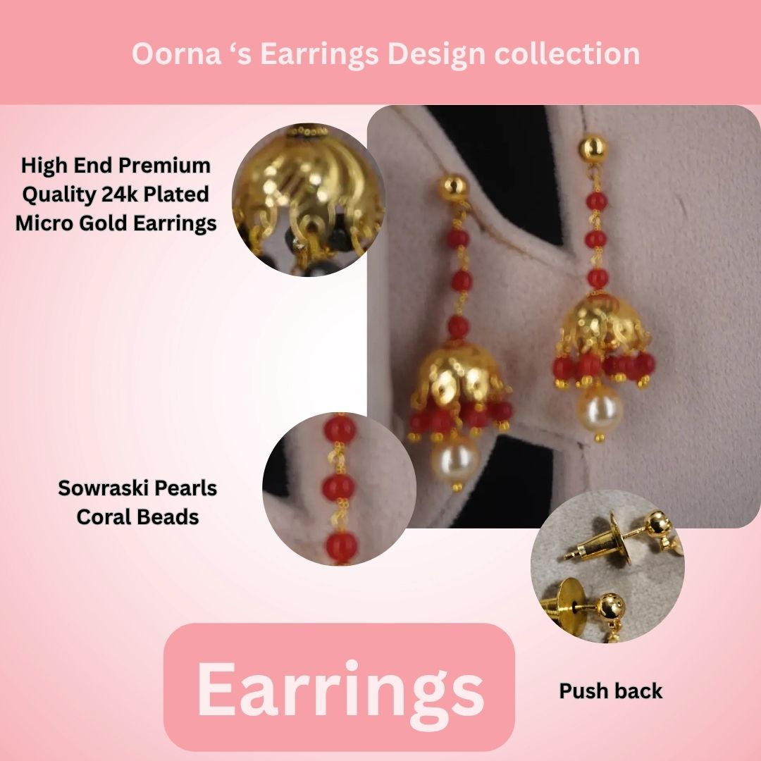 Coral Stud Hanging Earrings HK010