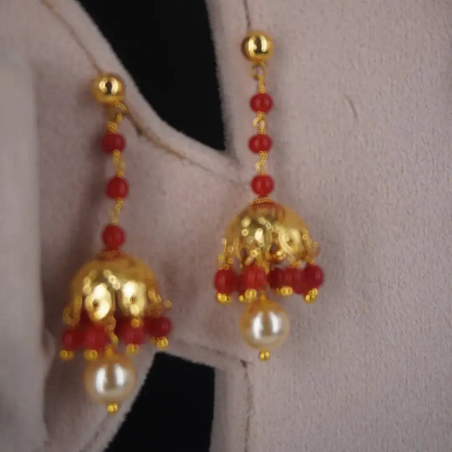 Coral Stud Hanging Earrings HK010