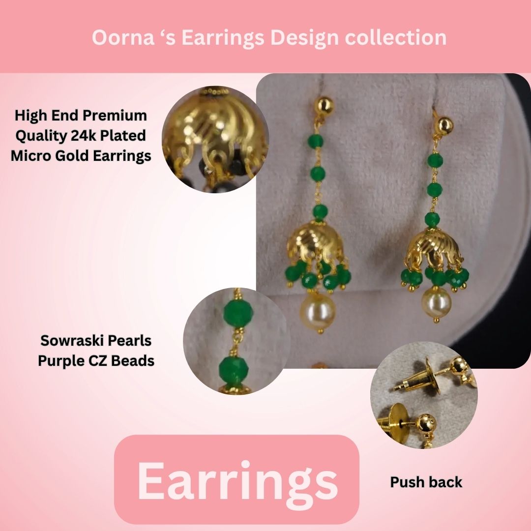 Emarald Stud Hanging Earrings HK010