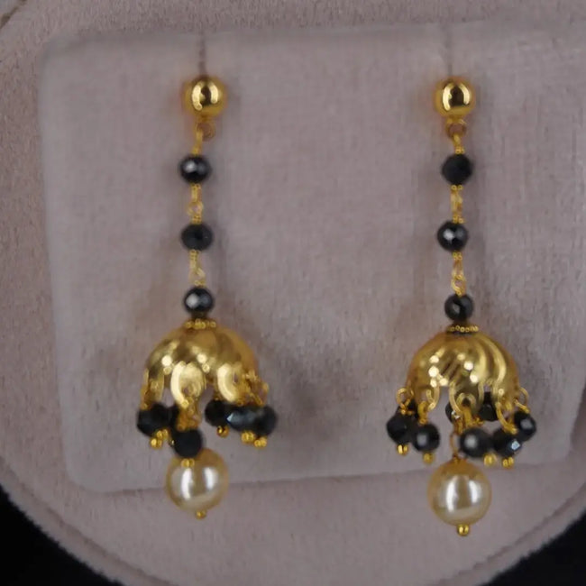 Black Beads Earrings HK010 Black