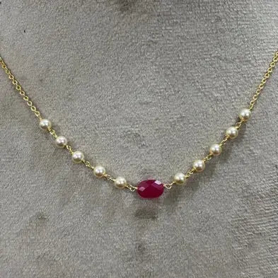 Hk0204 Pearl & Ruby Elegent Chain (Just Like Wow)