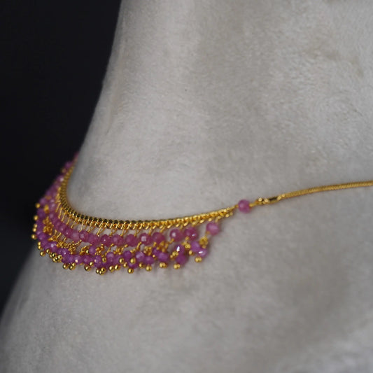 HK0324 Pink CZ Beautiful Jali Necklace