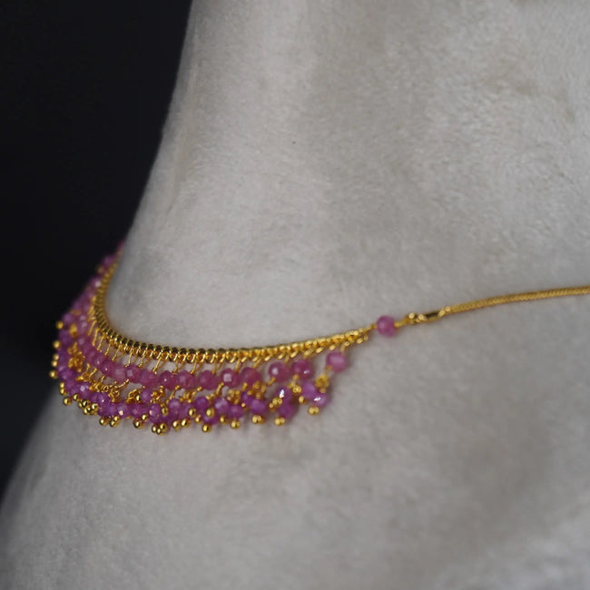 HK0324 Pink CZ Beautiful Jali Necklace