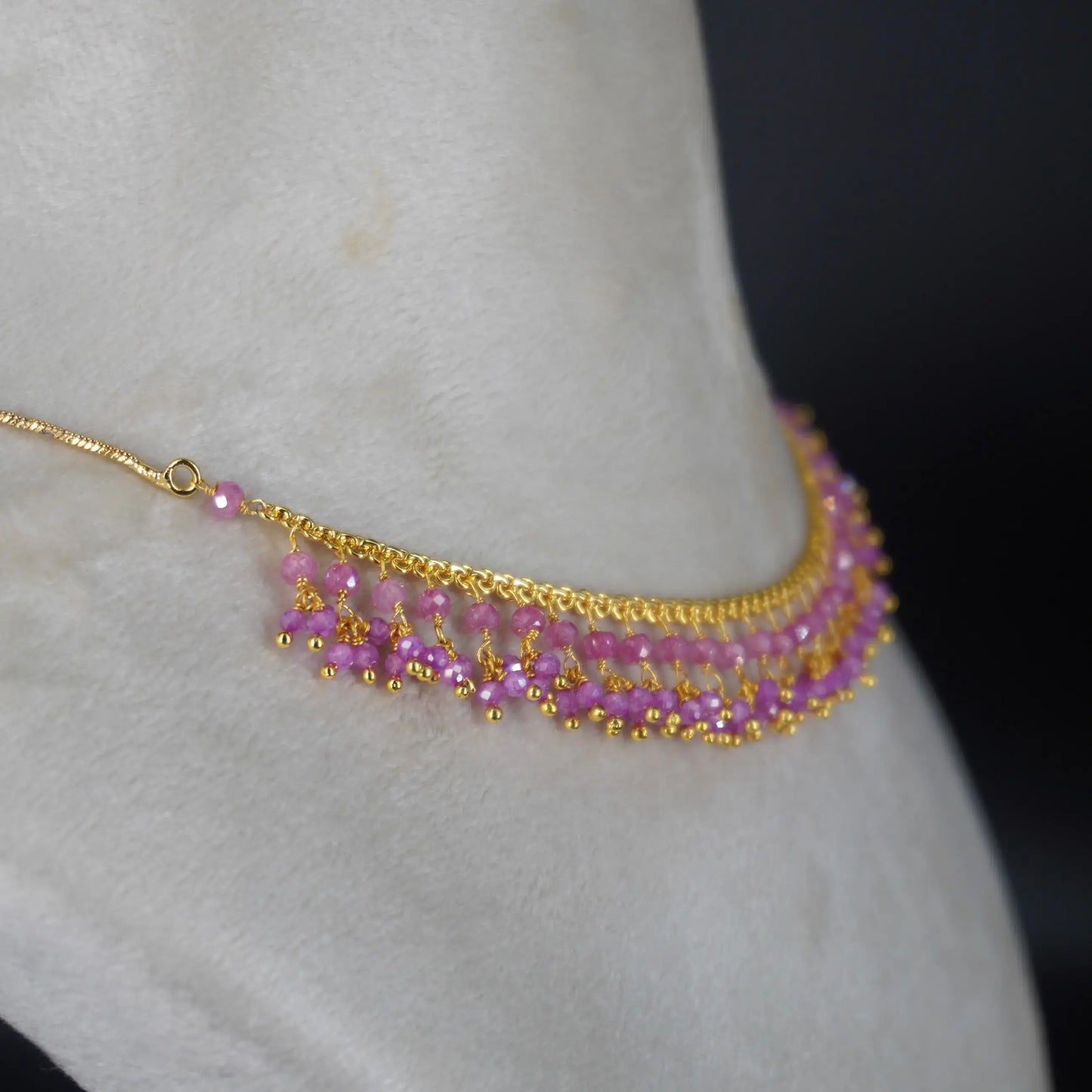 HK0324 Pink CZ Beautiful Jali Necklace