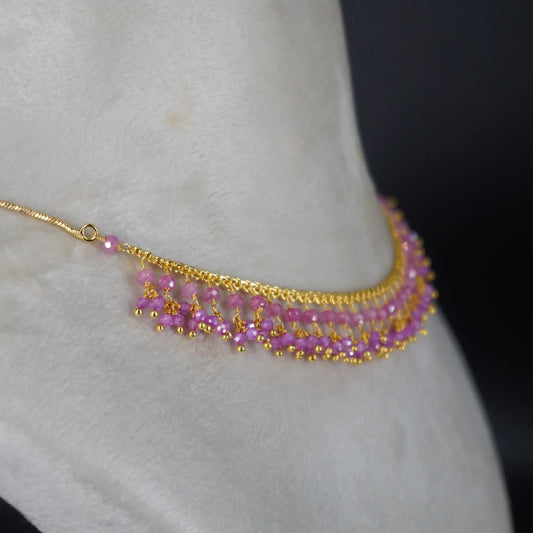HK0324 Pink CZ Beautiful Jali Necklace