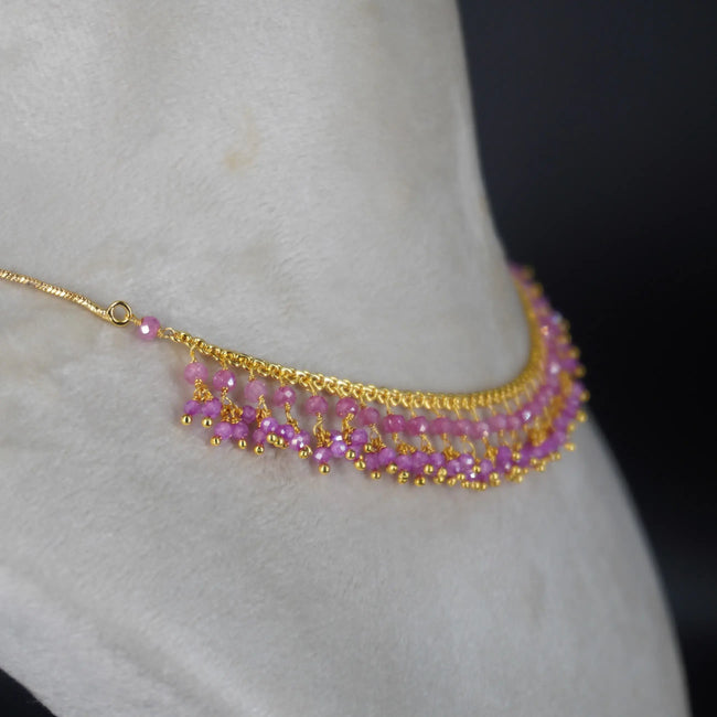 HK0324 Pink CZ Beautiful Jali Necklace