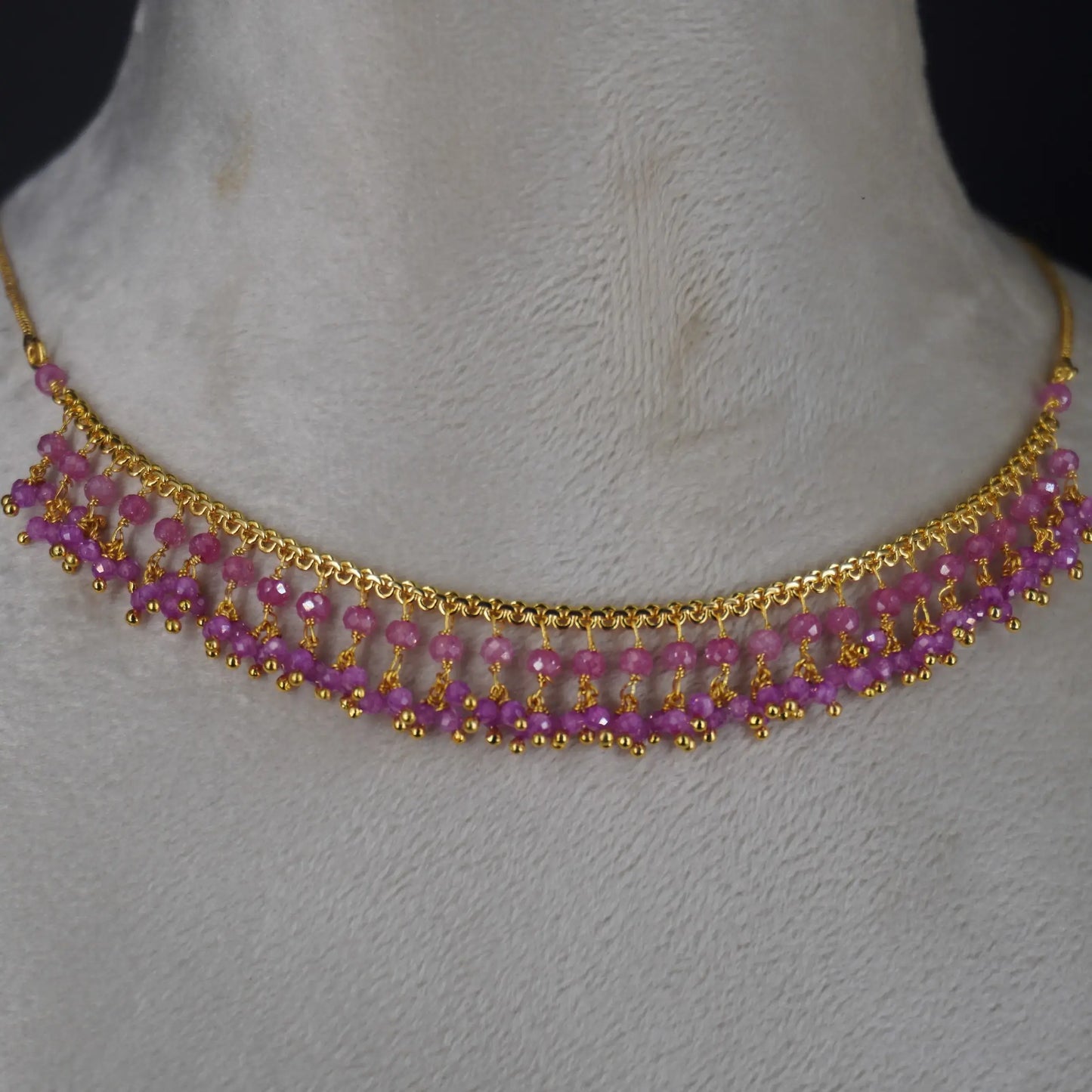 HK0324 Pink CZ Beautiful Jali Necklace