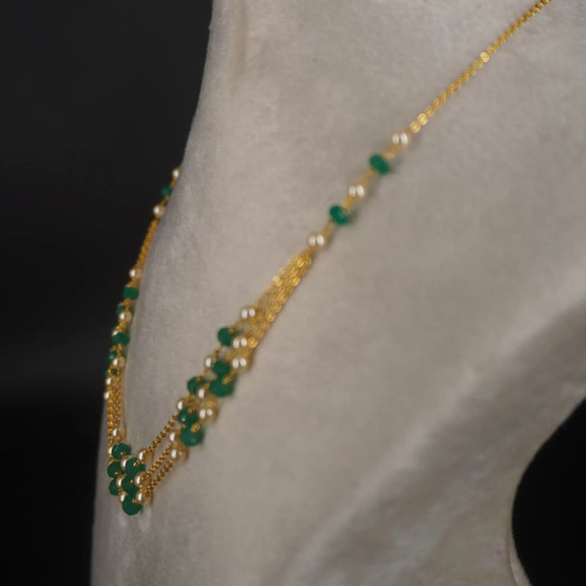 HK0328 Green CZs Pumpkin Beads Beautiful Necklace