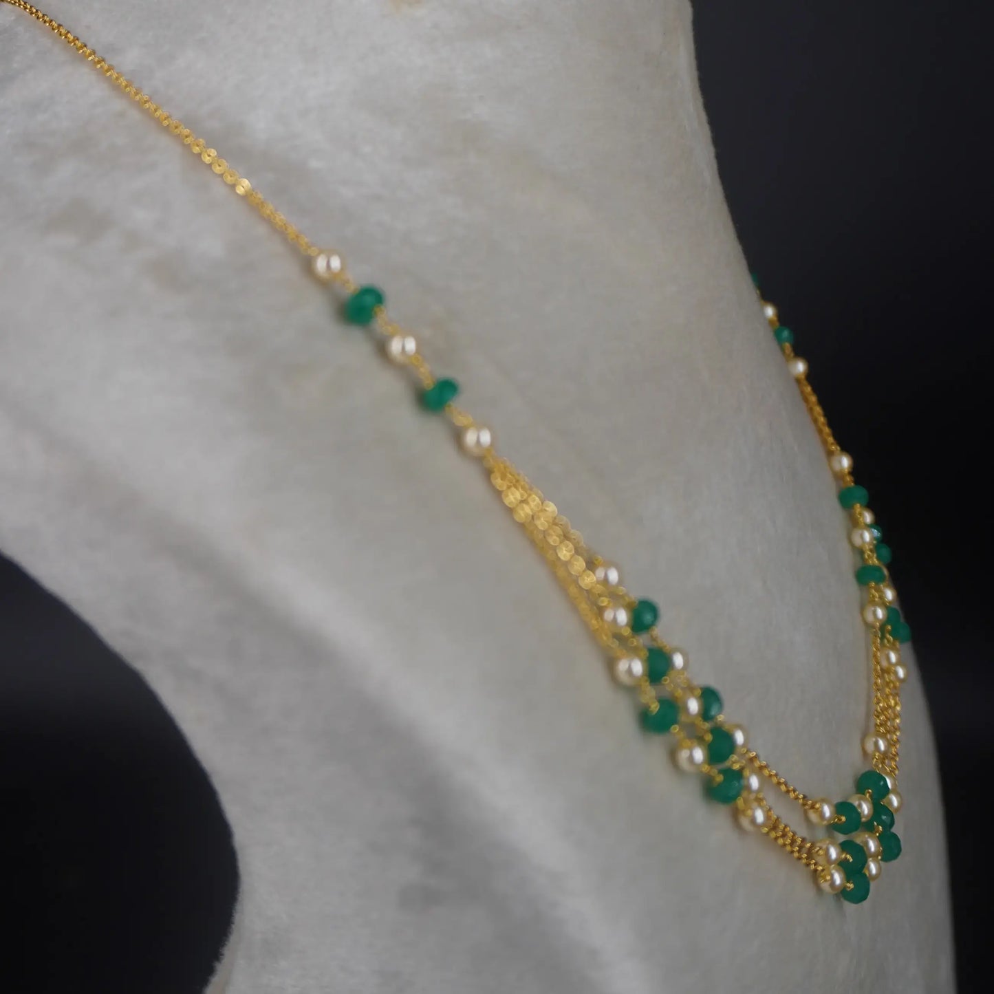 HK0328 Green CZs Pumpkin Beads Beautiful Necklace