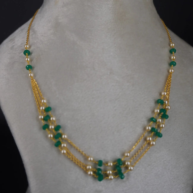 HK0328 Green CZs Pumpkin Beads Beautiful Necklace