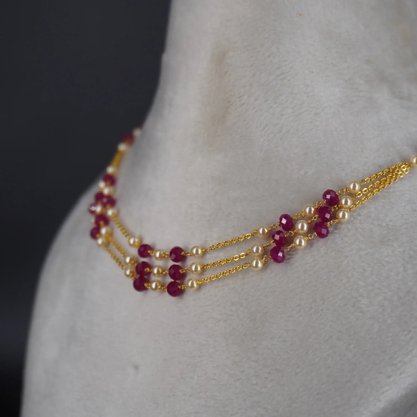 HK0328 Pink CZs Pumpkin Beads Beautiful Necklace