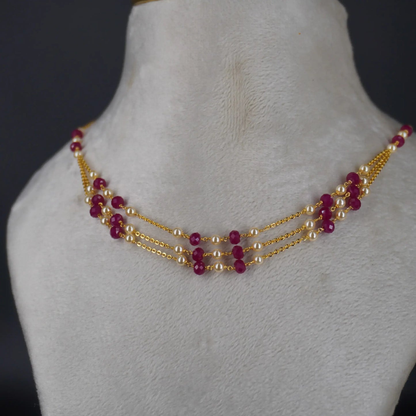 HK0328 Pink CZs Pumpkin Beads Beautiful Necklace