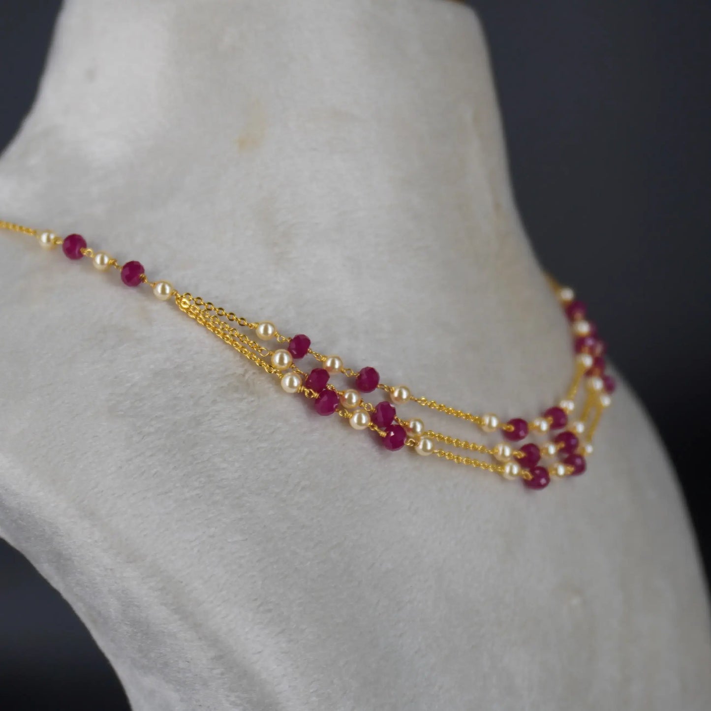 HK0328 Pink CZs Pumpkin Beads Beautiful Necklace