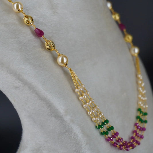 HK0329 Pearls Green & Pink Manula Haram