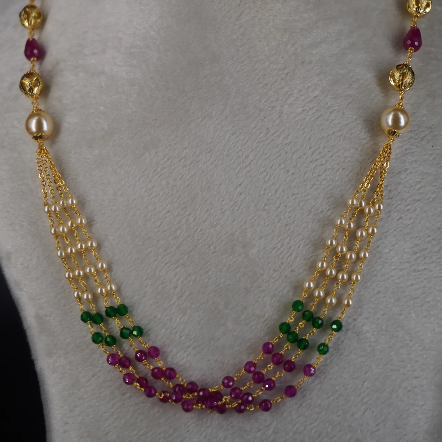 HK0329 Pearls Green & Pink Manula Haram