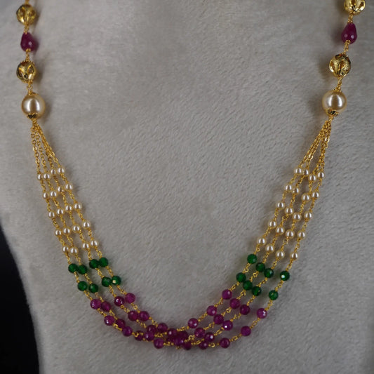 HK0329 Pearls Green & Pink Manula Haram