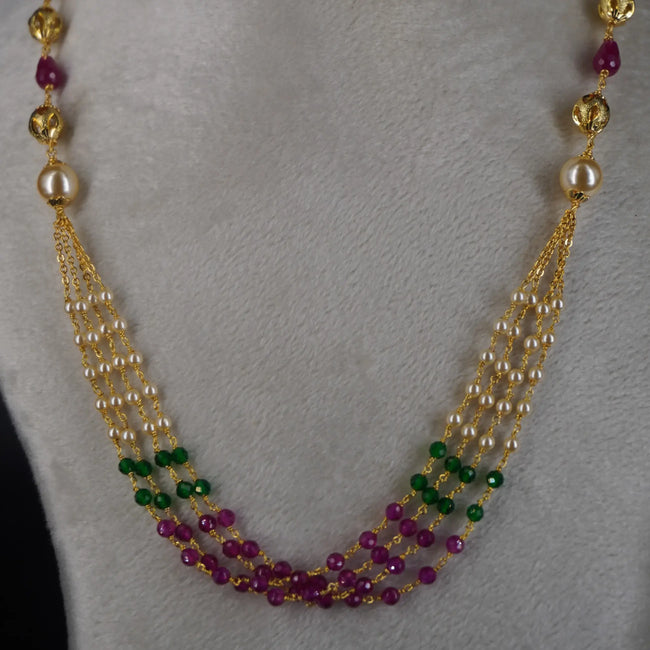 HK0329 Pearls Green & Pink Manula Haram