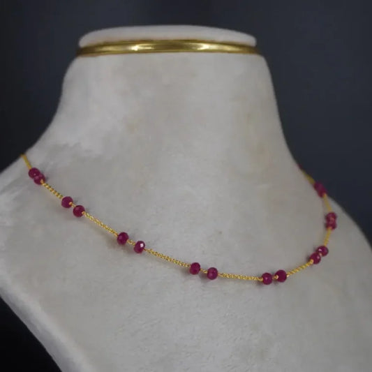 Chethan Ruby Pink Necklace Chain Hk0347