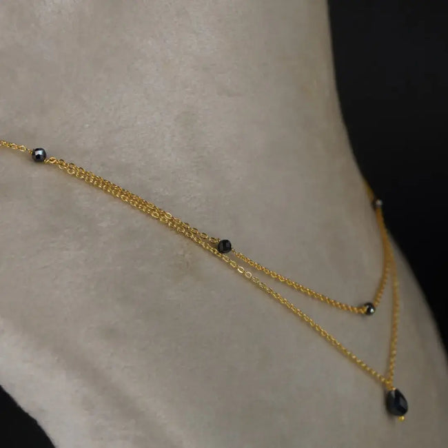 Mangalsutra 2 Line Chain Centerd With Black Drop HK0360