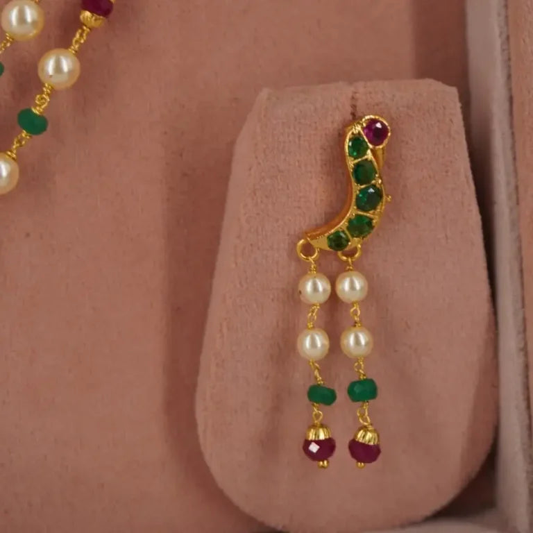 Pearl Parrot Necklace With Earrings Set HK0363