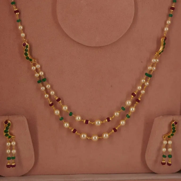 Pearl Parrot Necklace With Earrings Set HK0363