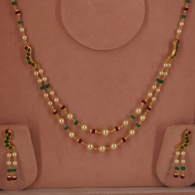 Pearl Parrot Necklace With Earrings Set HK0363