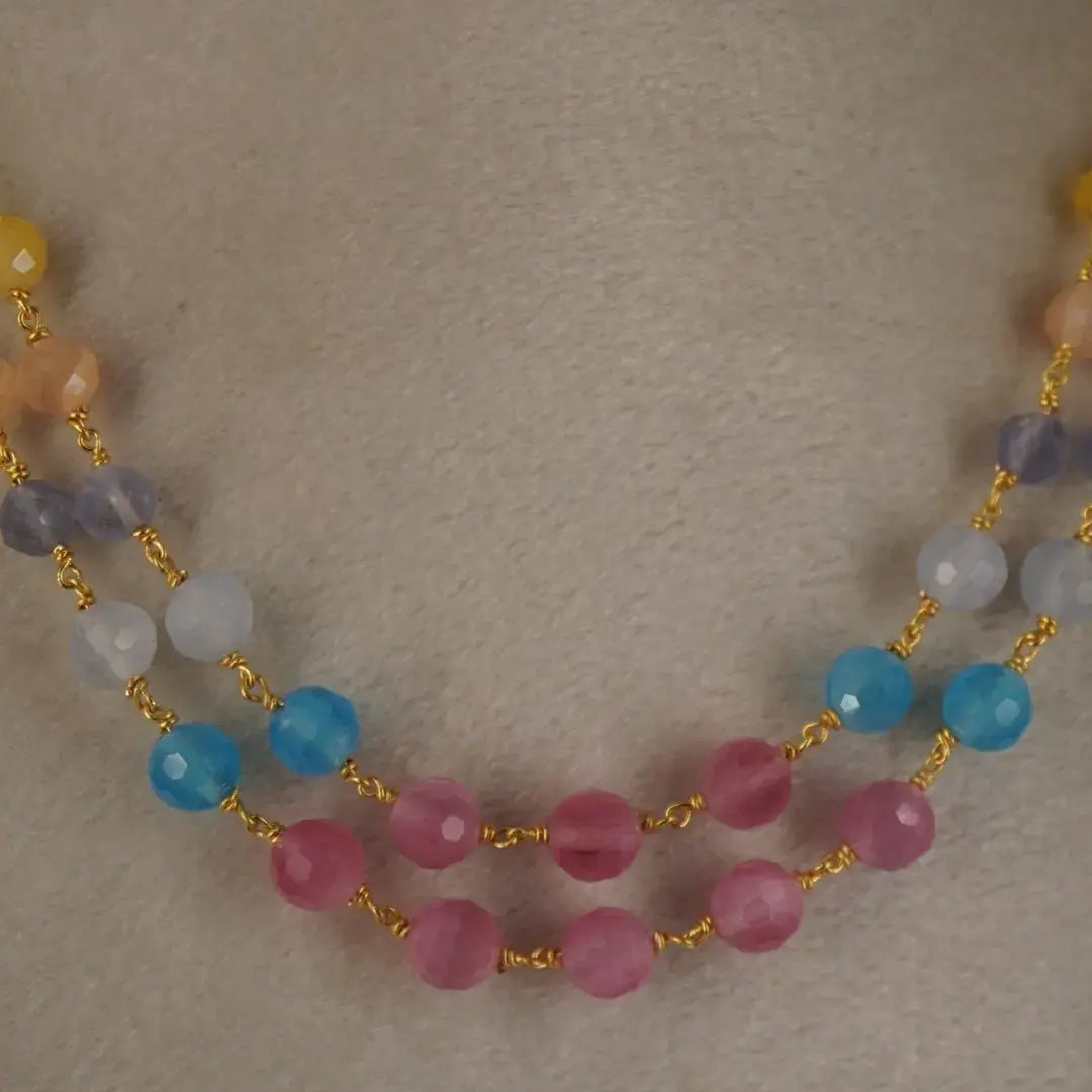 Hk0379 Diamond Cut Monalisa Beads Multicolor two step Chain